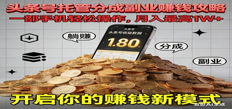 全程托管今日头条，一部手机就可以开干，最高躺赚1W+ - 严选资源大全 - 严选资源大全