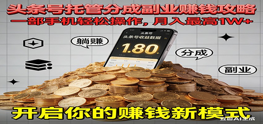 全程托管今日头条,一部手机就可以开干,最高躺赚1W+ - 严选资源大全