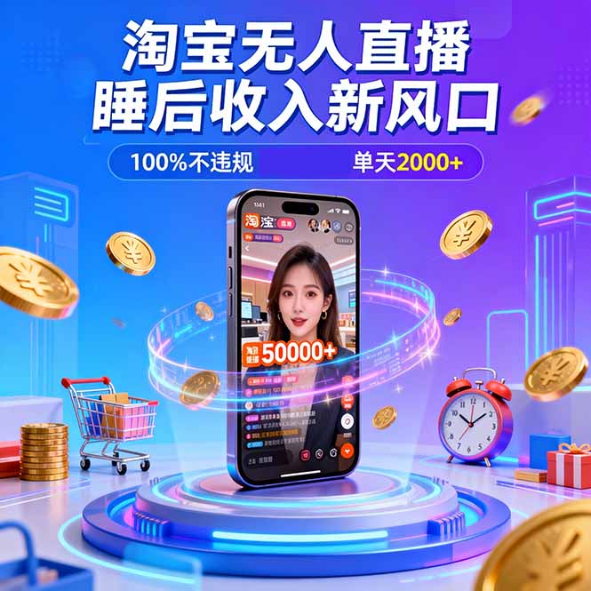淘宝无人直播,不违规不封号,直播100小时卖了5万,年底旺季! - 严选资源大全