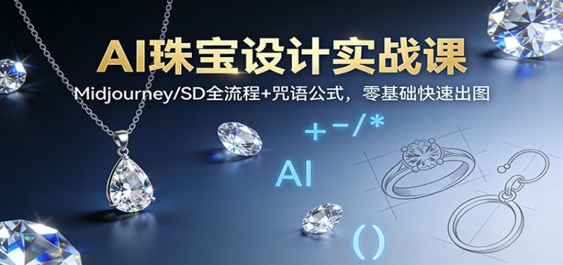 AI珠宝设计实战课：Midjourney/SD全流程+咒语公式，零基础快速出图 - 严选资源大全 - 严选资源大全