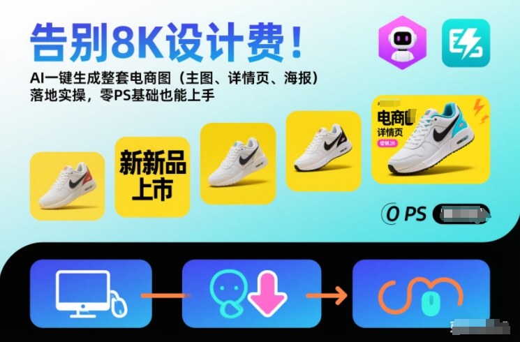 告别8K设计费！AI一键生成整套电商图(主图、详情页、海报)落地实操，零PS基础也能上手 - 严选资源大全