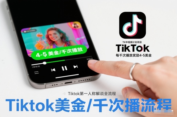 TK中视频计划项目，Tiktok第一人称解说流程，每干次播放奖励4-5美金 - 严选资源大全