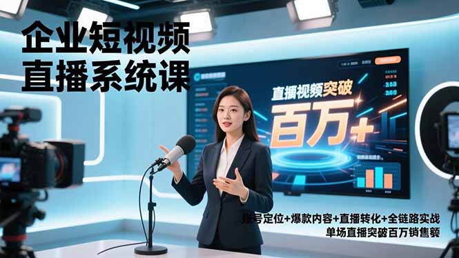 企业短视频直播系统课，账号定位+爆款内容+直播转化+全链路实战，单场直播突破百万销售额 - 严选资源大全