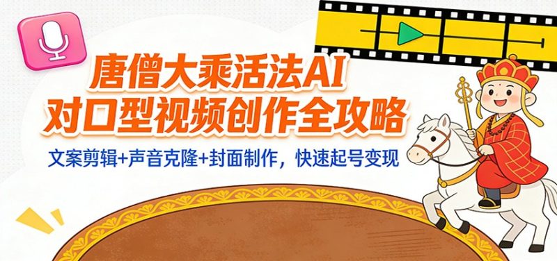 “大乘活法”AI对口型视频创作全攻略:文案剪辑+声音克隆+封面制作,快速起号变现 - 严选资源大全 - 严选资源大全