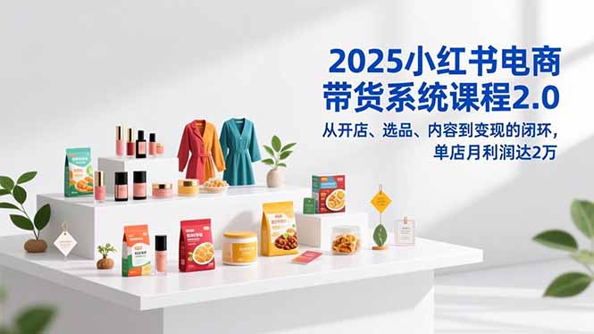 2025小红书电商带货系统课程2.0，从开店、选品、内容到变现的闭环，单店月利润达2万 - 严选资源大全