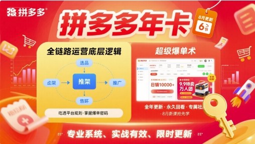 拼多多年卡，拼多多全链路运营底层逻辑，超级爆单术【更新12月】 - 严选资源大全