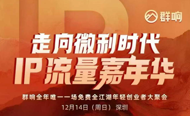 2025ip嘉年华万人12月14深圳线下课，走向微利时代，IP流量嘉年华，实操性极强的商业干货课 - 严选资源大全