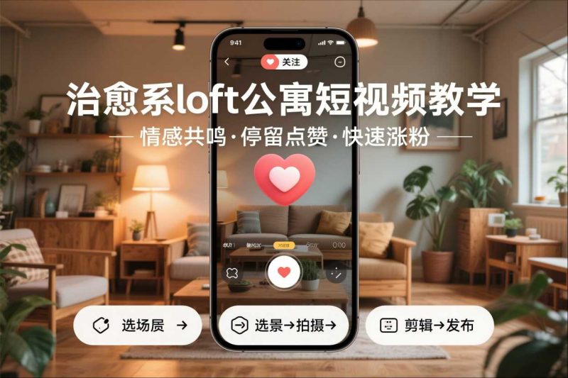 治愈系loft公寓短视频制作教学，情感共鸣引停留点赞关注，快速起号涨粉 - 严选资源大全 - 严选资源大全