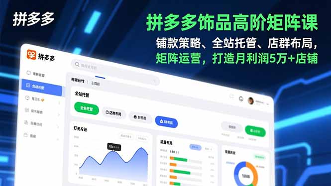 拼多多饰品高阶矩阵课，铺款策略、全站托管、店群布局，矩阵运营，打造月利润5万+店铺 - 严选资源大全