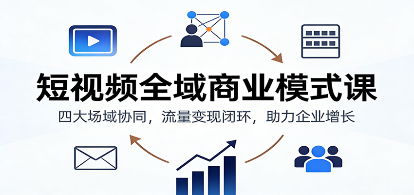 短视频全域商业模式课：四大场域协同，流量变现闭环，助力企业增长 - 严选资源大全