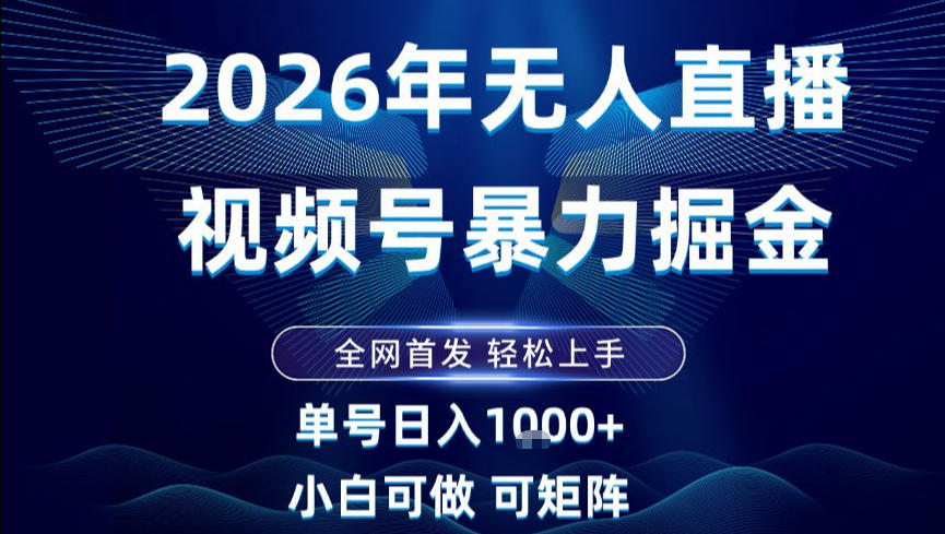 2026最新视频号无人直播掘金，全网首发，小白可以玩，长期稳定日入1k+【揭秘】 - 严选资源大全