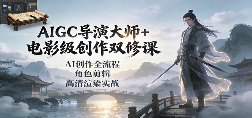 AIGC导演大师+电影级创作双修课：AI创作全流程、角色剪辑、高清渲染实战 - 严选资源大全