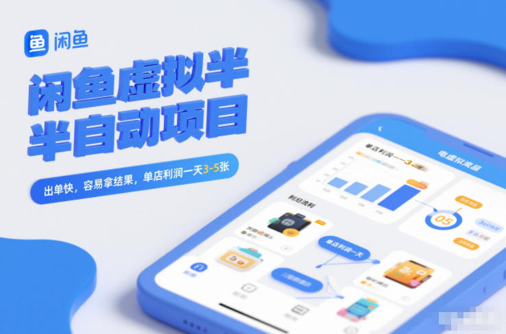 闲鱼虚拟半自动项目，出单快，容易拿结果，单店利润一天3-5张 - 严选资源大全
