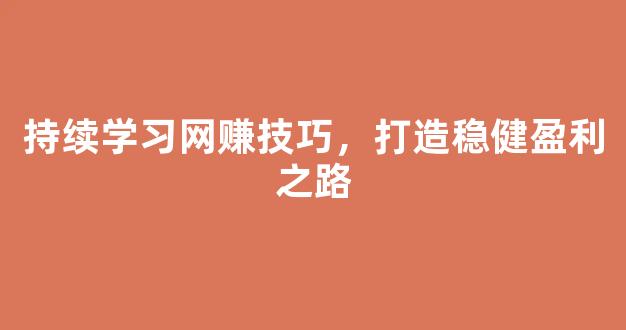 持续学习网赚技巧，打造稳健盈利之路 - 严选资源大全