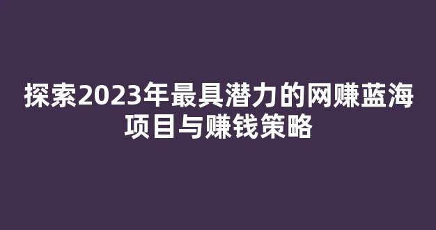 探索2023年最具潜力的网赚蓝海项目与赚钱策略 - 严选资源大全