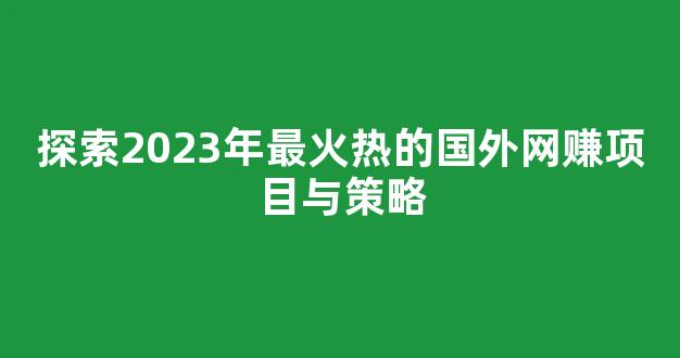 探索2023年最火热的国外网赚项目与策略 - 严选资源大全