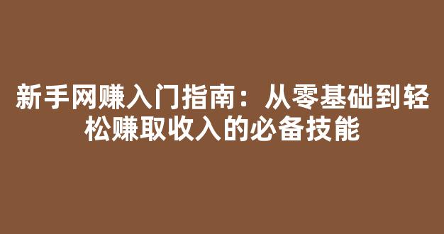 新手网赚入门指南：从零基础到轻松赚取收入的必备技能 - 严选资源大全