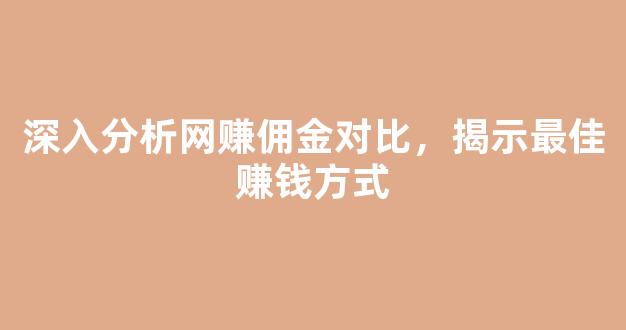 深入分析网赚佣金对比，揭示最佳赚钱方式 - 严选资源大全