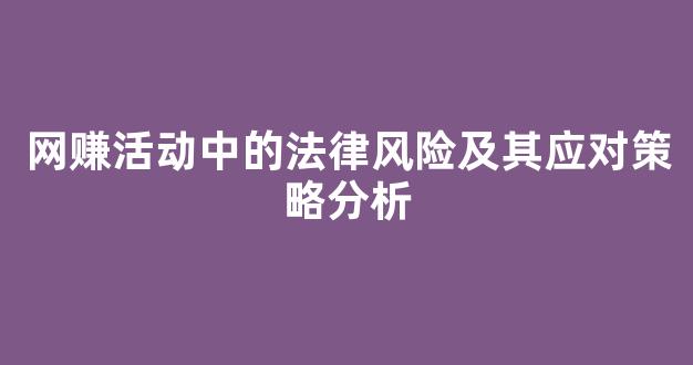 网赚活动中的法律风险及其应对策略分析 - 严选资源大全