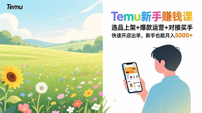 Temu新手赚钱课，选品上架+爆款运营+对接买手，快速开店出单，新手也能月入5000+ - 严选资源大全
