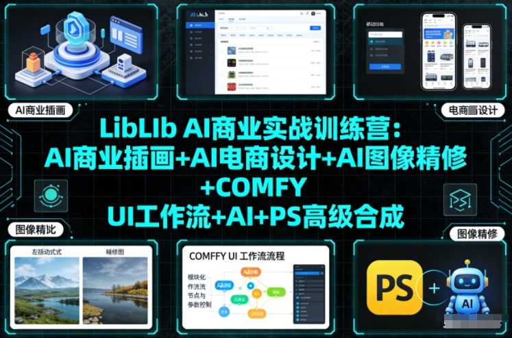 LibLIb AI商业实战训练营：AI商业插画+AI电商设计+AI图像精修+COMFY UI工作流+AI+PS高级合成 - 严选资源大全