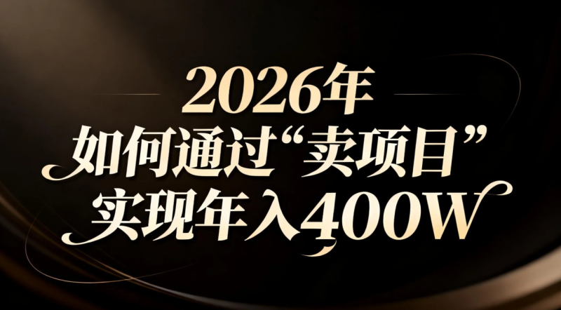 2026年如何通过“卖项目”实现年入百万 - 严选资源大全 - 严选资源大全