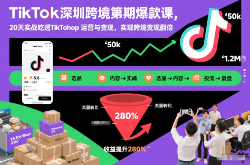 TikTok深圳跨境第2期爆款课，20天实战吃透TikTok Shop运营与变现，实现跨境变现翻倍 - 严选资源大全 - 严选资源大全
