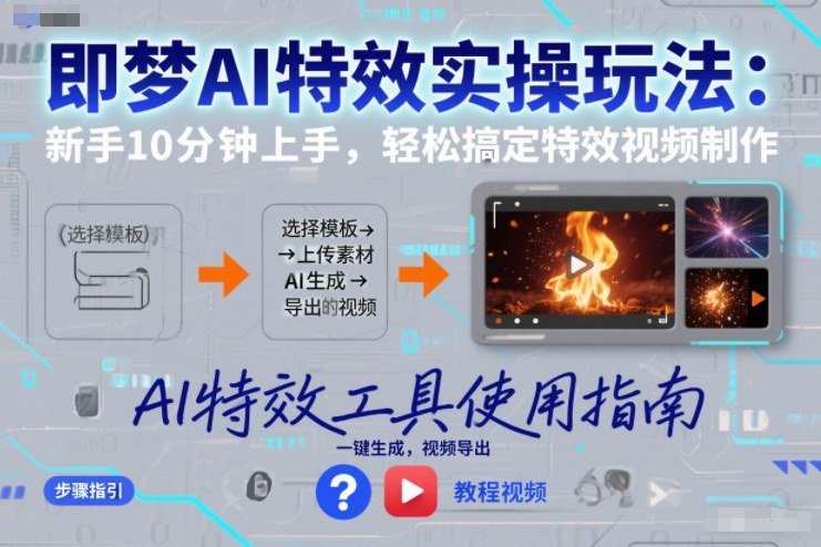 即梦AI特效实操玩法：新手10分钟上手，轻松搞定特效视频制作 - 严选资源大全