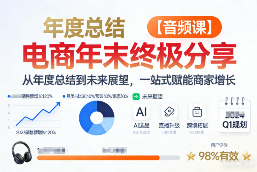 电商年未终极分享，从年度总结到未来展望，一站式赋能商家增长【音频课】 - 严选资源大全