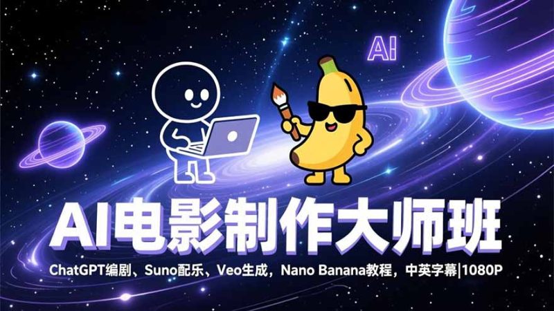 AI电影制作大师班：ChatGPT编剧、Suno配乐、Veo生成，Nano Banana教程，中英字幕|1080P - 严选资源大全 - 严选资源大全