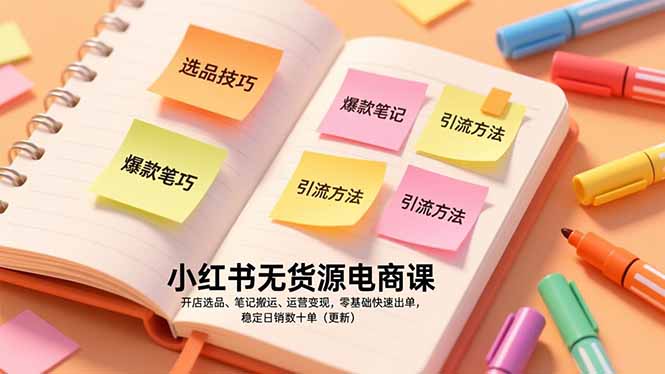 小红书无货源电商课,开店选品、笔记搬运、运营变现,零基础快速出单,稳定日销数十单(更新 - 严选资源大全