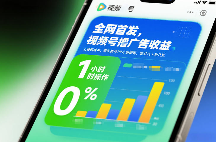 全网首发，视频号撸广告收益，无任何成本，每天操作1个小时即可，收益几十到几张 - 严选资源大全