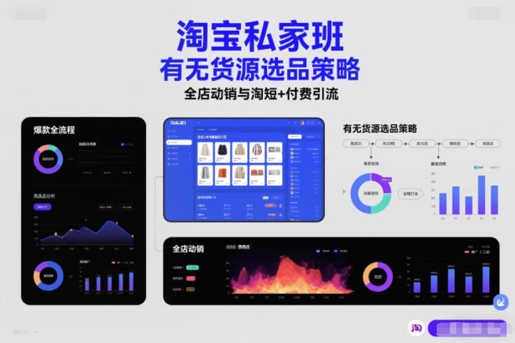 淘宝私家班，有无货源选品策略，高成功率爆款全流程打法，全店动销与淘短+付费引流(更新2026) - 严选资源大全