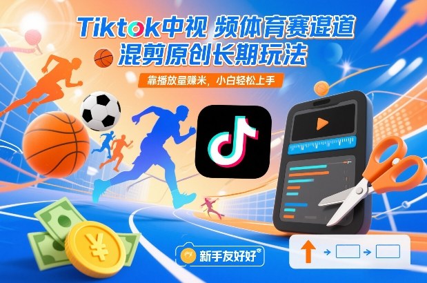 Tiktok中视频体育赛道混剪原创长期玩法，靠播放量賺米，小白轻松上手 - 严选资源大全
