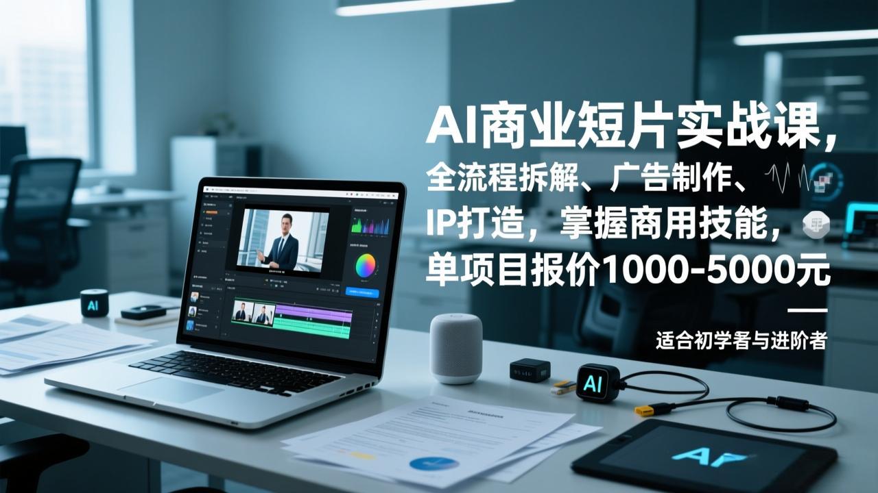 AI商业短片实战课，全流程拆解、广告制作、IP打造，掌握商用技能，单项目报价1000-5000元 - 严选资源大全