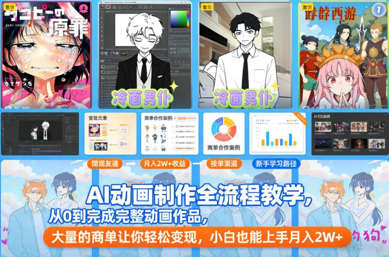 AI动画制作全流程教学，从0到完成完整动画作品，大量的商单让你轻松变现，小白也能上手月入2W+ - 严选资源大全 - 严选资源大全