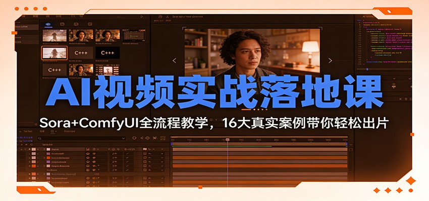 AI视频实战落地课：Sora+ComfyUI全流程教学，16大真实案例带你轻松出片 - 严选资源大全
