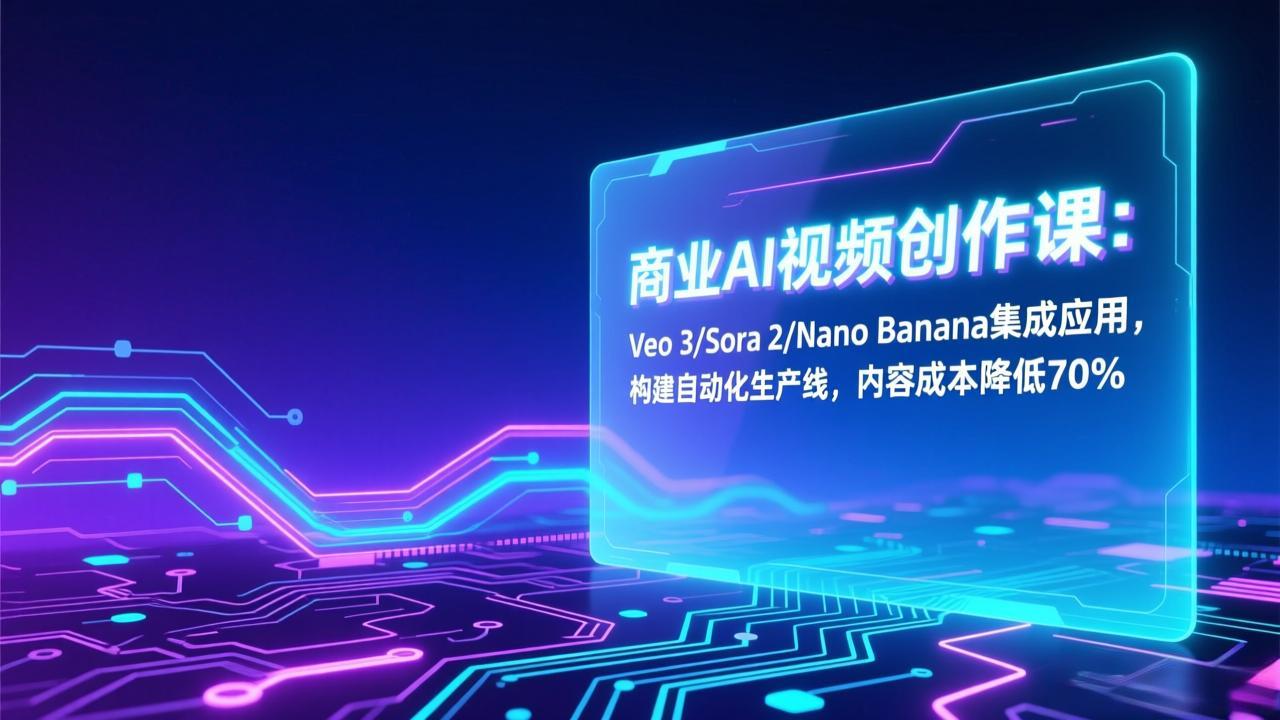 商业AI视频创作课：Veo 3/Sora 2/Nano Banana集成应用，构建自动化生产线，内容成本降低70% - 严选资源大全