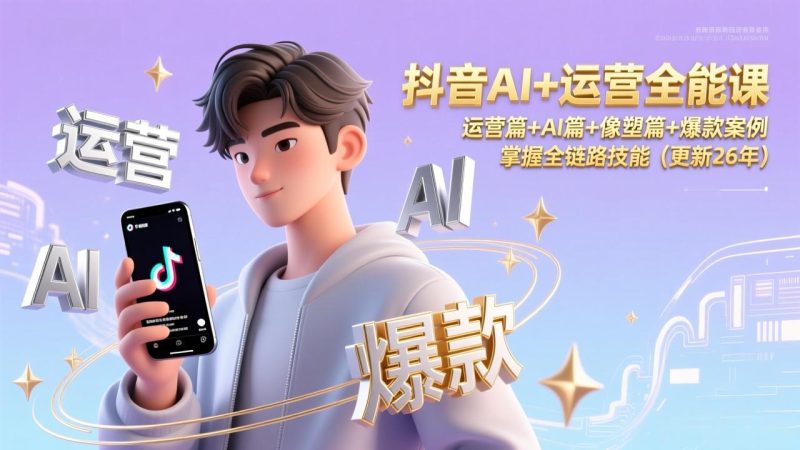 抖音AI+运营全能课，运营篇+AI篇+像塑篇+爆款案例，掌握全链路技能(更新26年 - 严选资源大全 - 严选资源大全