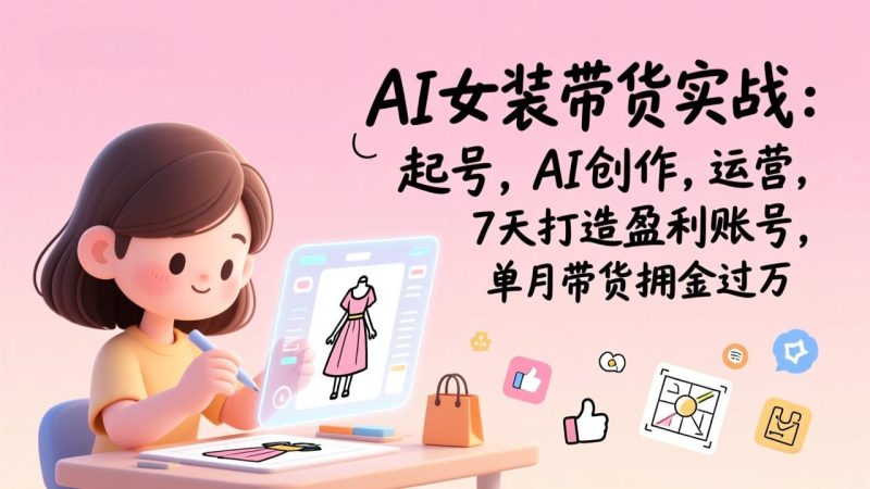 AI女装带货实战：起号，AI创作，运营，7天打造盈利账号，单月带货佣金过万 - 严选资源大全 - 严选资源大全