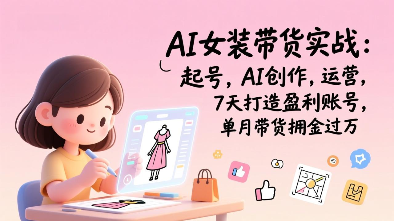 AI女装带货实战：起号，AI创作，运营，7天打造盈利账号，单月带货佣金过万 - 严选资源大全