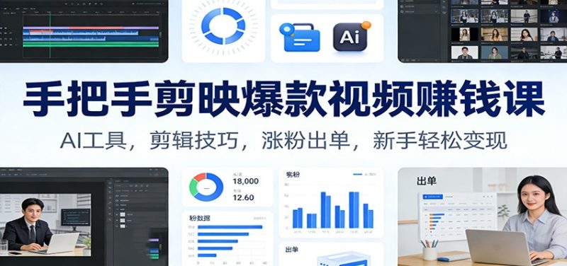 手把手剪映爆款视频赚钱课：AI工具，剪辑技巧，涨粉出单，新手轻松变现 - 严选资源大全 - 严选资源大全