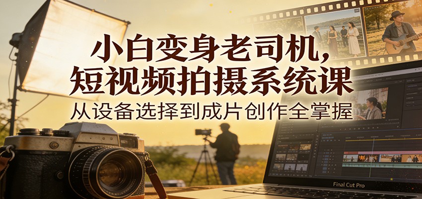 小白变身老司机，短视频拍摄系统课，从设备选择到成片创作全掌握 - 严选资源大全
