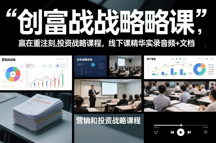 创富战略课，赢在重注时刻，营销和投资战略课程，线下课精华实录音频+文档 - 严选资源大全