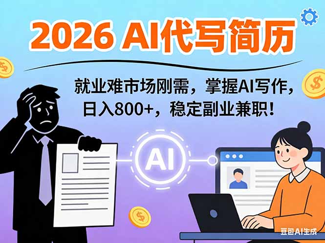 AI代写简历，超暴利，用万能模板月入1-3万实战教程，2026年市场刚需！ - 严选资源大全