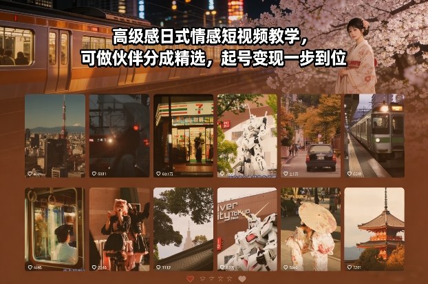 高级感日式情感短视频教学，可做伙伴分成精选，起号变现一步到位 - 严选资源大全