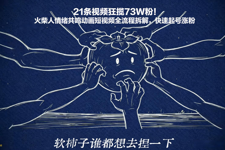 21条视频狂揽73W粉！火柴人情绪共鸣动画短视频全流程拆解，快速起号涨粉 - 严选资源大全