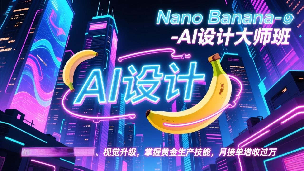 Nano Banana-AI设计大师班，修图合成、广告创作、视觉升级，掌握黄金生产技能，月接单增收过万 - 严选资源大全