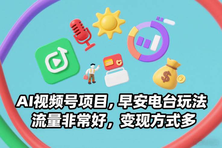 AI视频号项目，早安电台玩法，流量非常好，变现方式多 - 严选资源大全