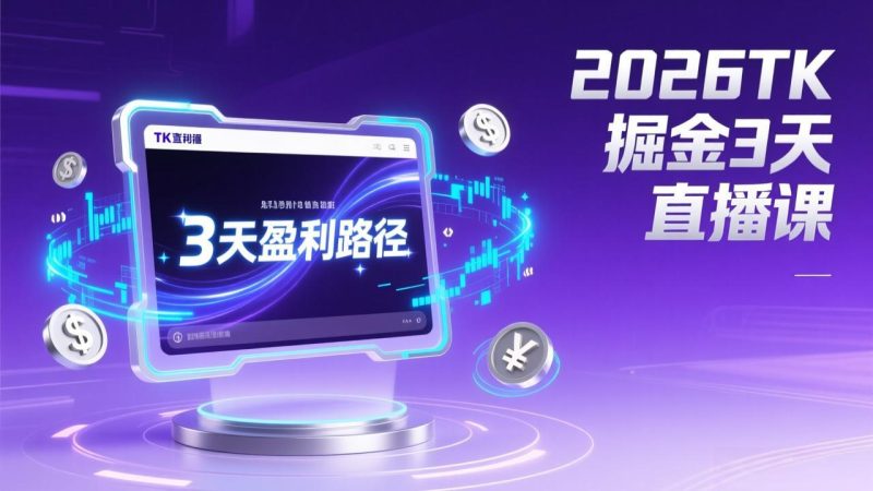 2026TK掘金直播课，起号涨粉+直播带货+商单变现+3天打通盈利路径，月入过万美金 - 严选资源大全 - 严选资源大全
